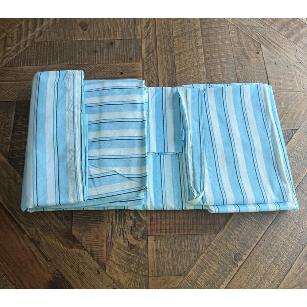 Disney Kingdom Collection Blue White Stripe 3 Piece Twin Sheet Set NEW Bedding